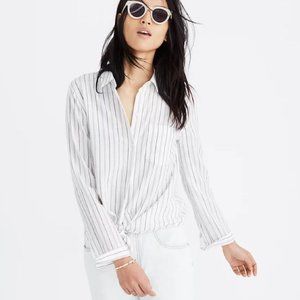 Madewell Tie-Front Shirt in Darcy Stripe, Like New, Size L